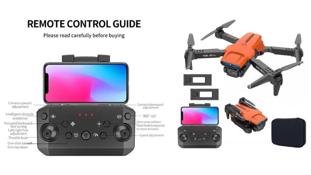 SUPER TOY YCRC A6 Pro Foldable Remote Control Drone: This drone costs around Rs. 1,800. It has a 1080p HD camera, a 2.4GHz remote control, and a foldable design. It also has a longer flight time of 20 minutes.